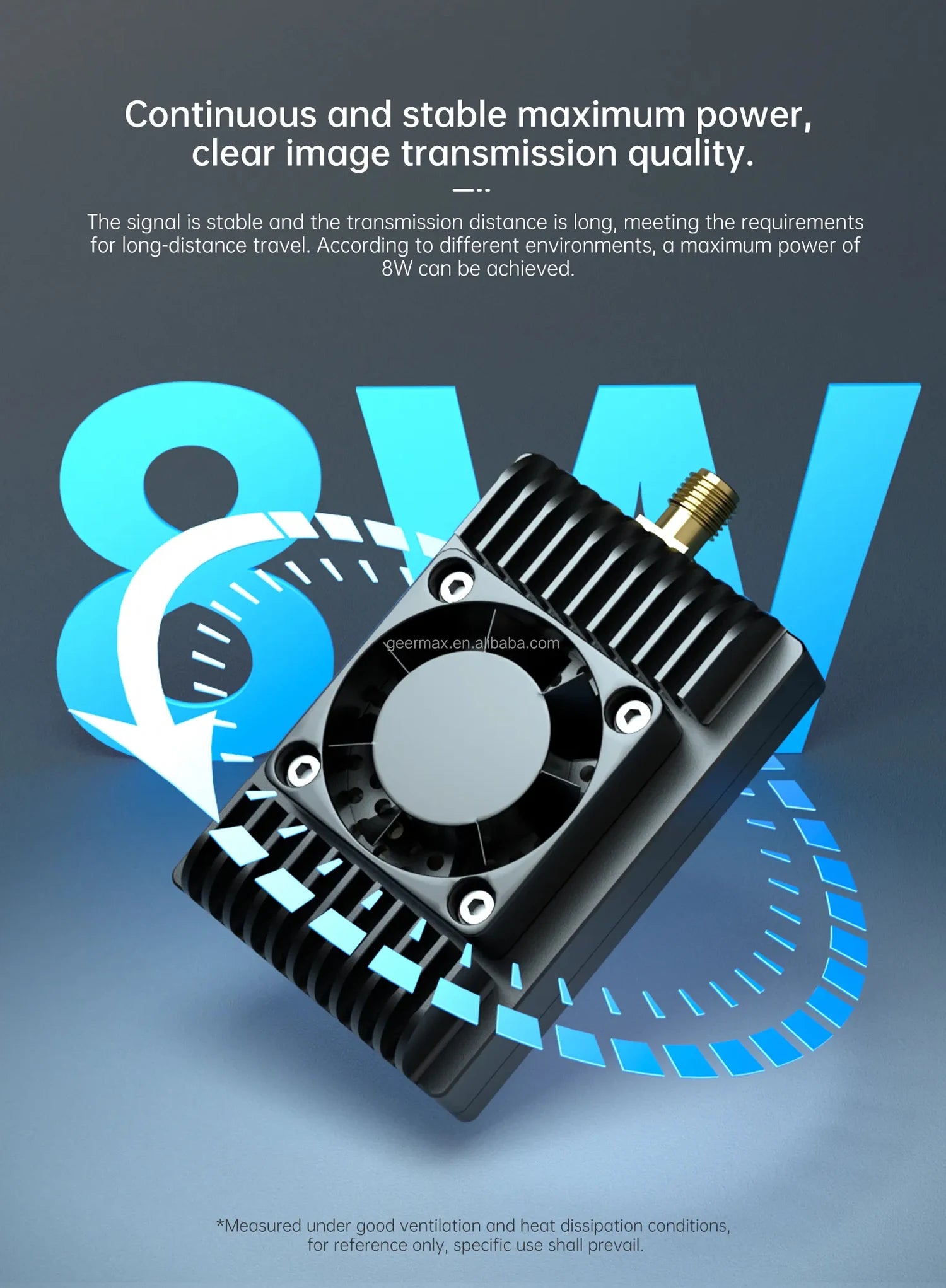 Avenger 3-6S 5.8GHz 8W FPV VTX 48CH High Power Video Transmitter Adjustable 0.6W/1.6W/5W/8W for UAV RC Drone