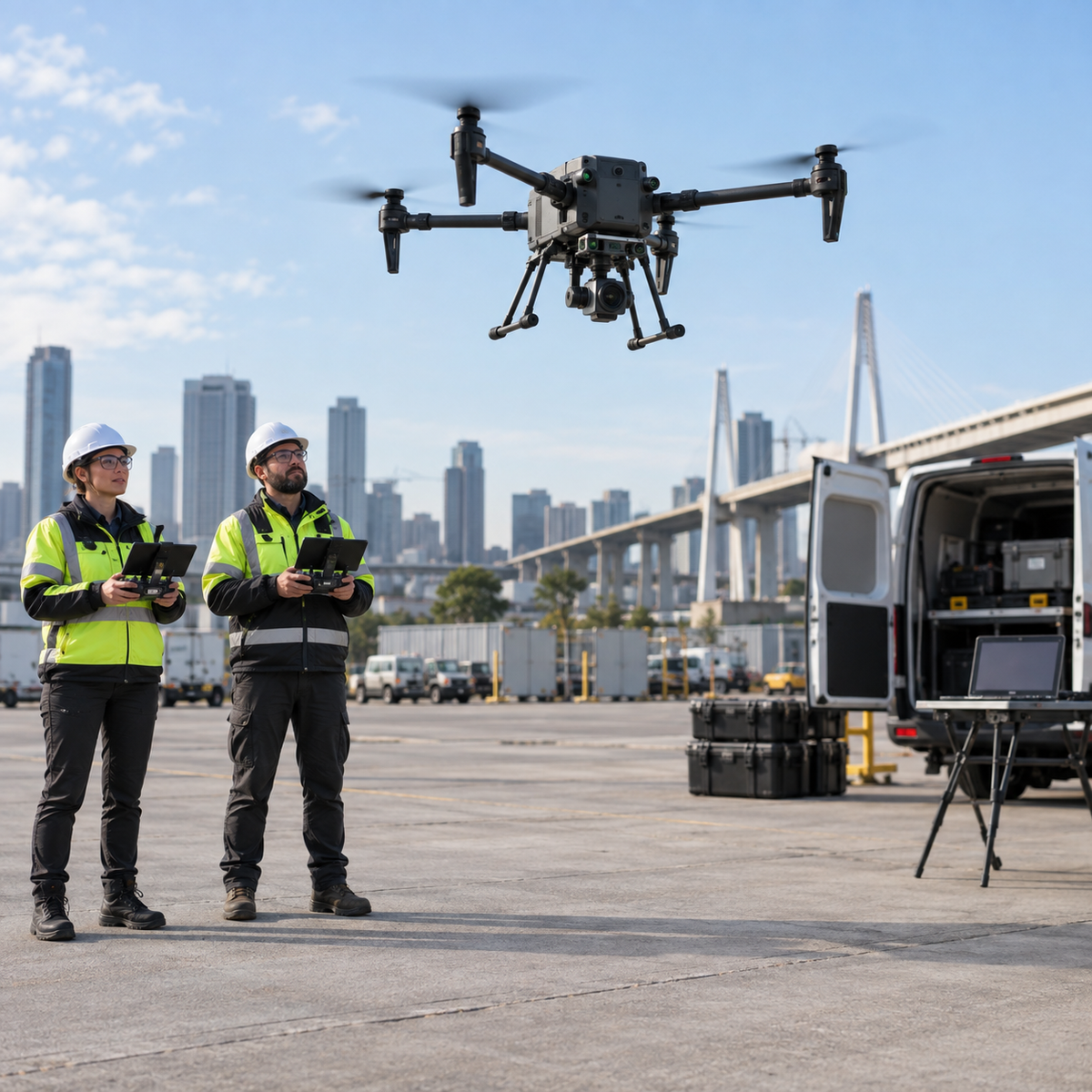 Autonomous enterprise drone being demonstrated for public safety and infrastructure inspection