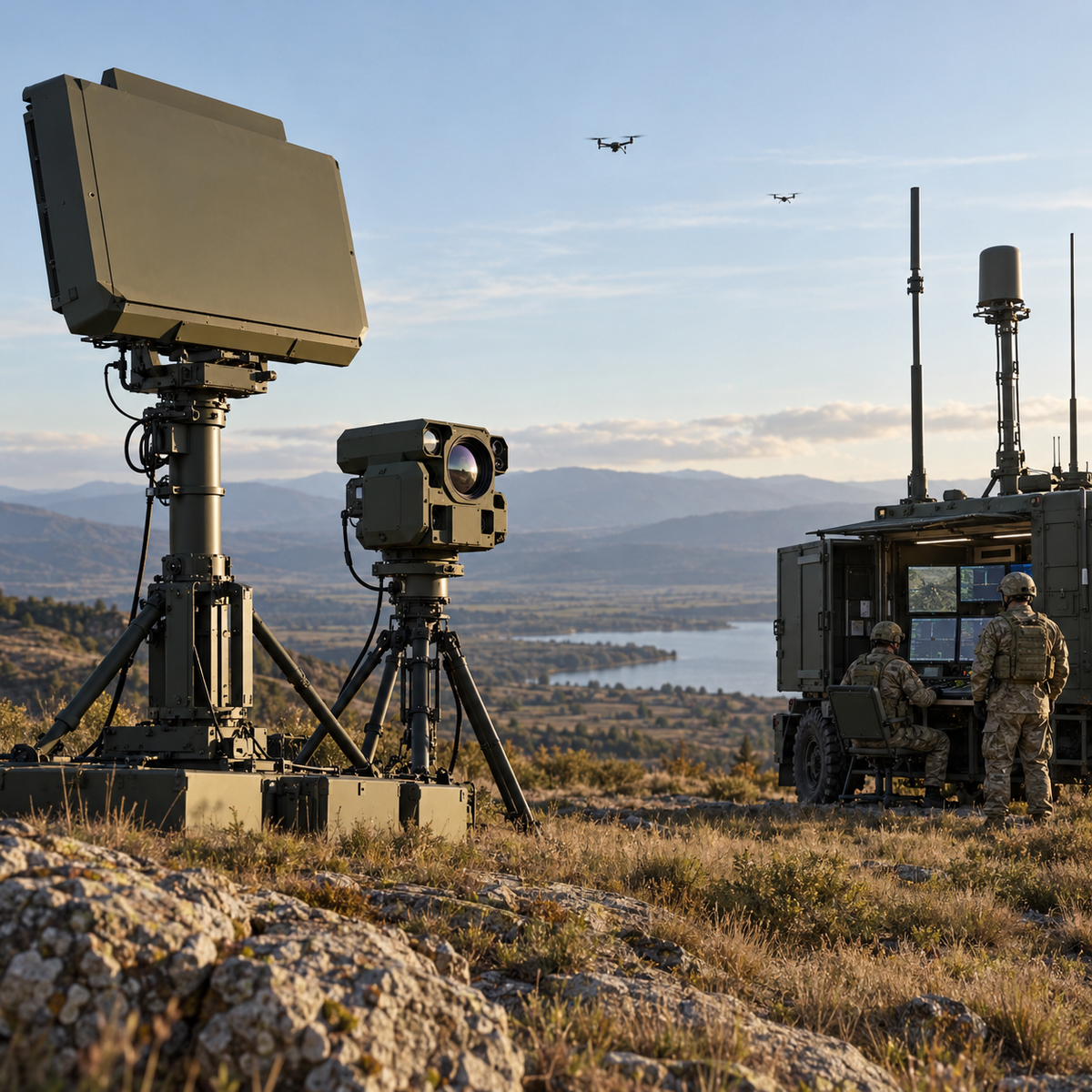 Layered counter-drone systems being evaluated on a military test range