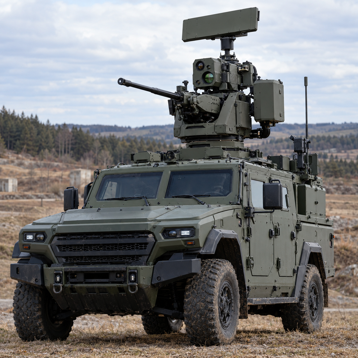 Mobile counter-drone weapon station mounted on a tactical vehicle