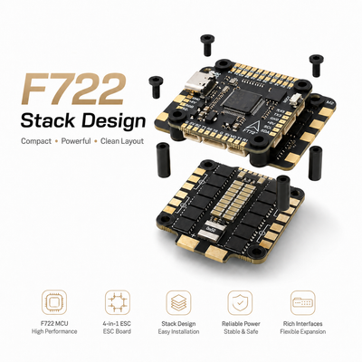 FT F722 100A Combo Stack 3-8S BLHeli S ESC & FC for Drone - product image