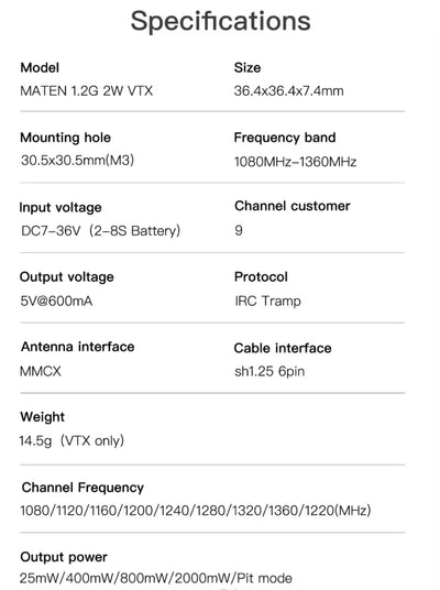 GEPRC MATEN 1.2G 2W FPV VTX