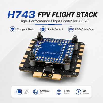 H743-SLIM V3 30.5mm FC Dual Gyros & DPS310 Baro for FPV Drone