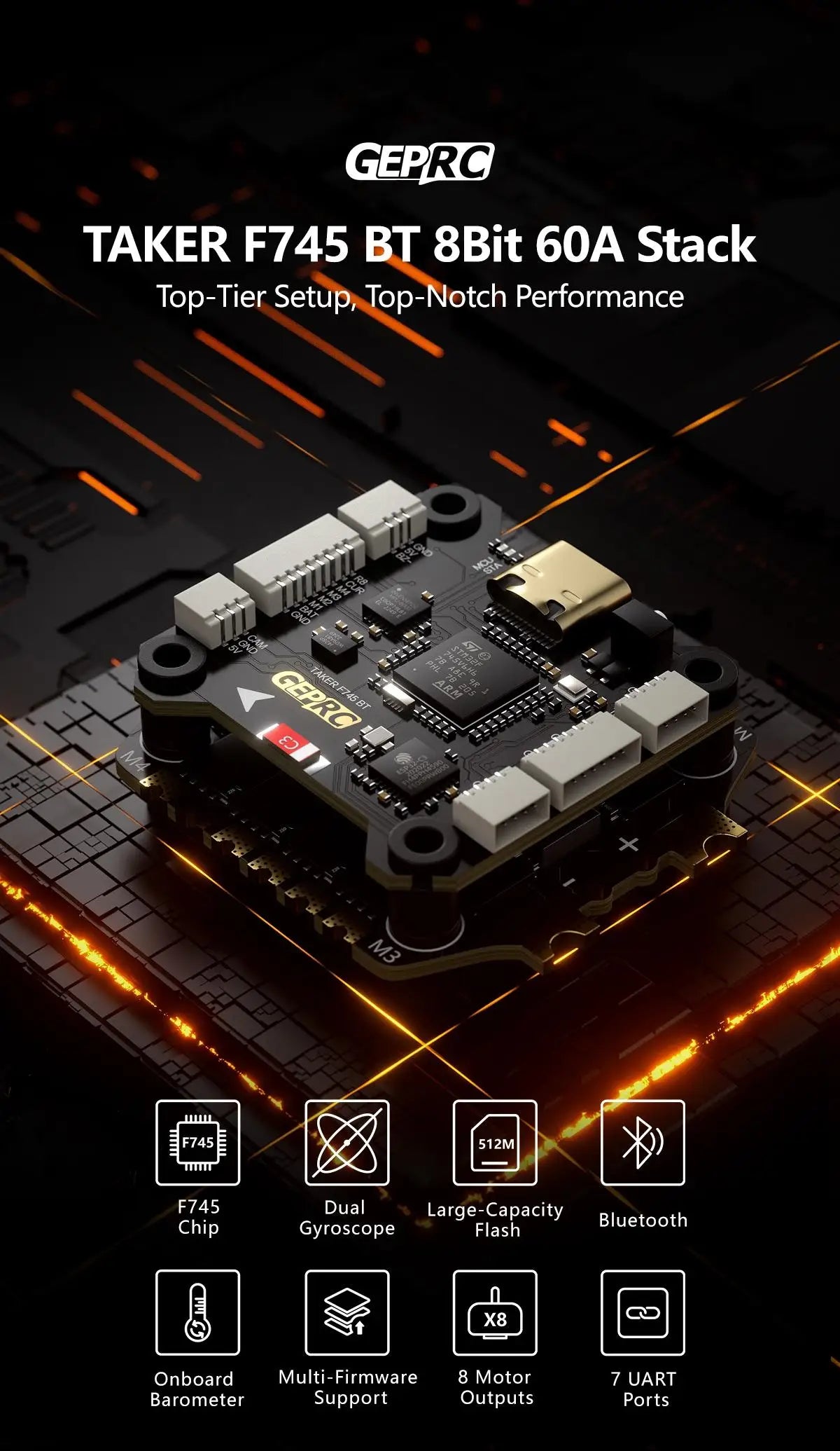GEPRC TAKER F745 BT 8Bit 60A FPV Stack