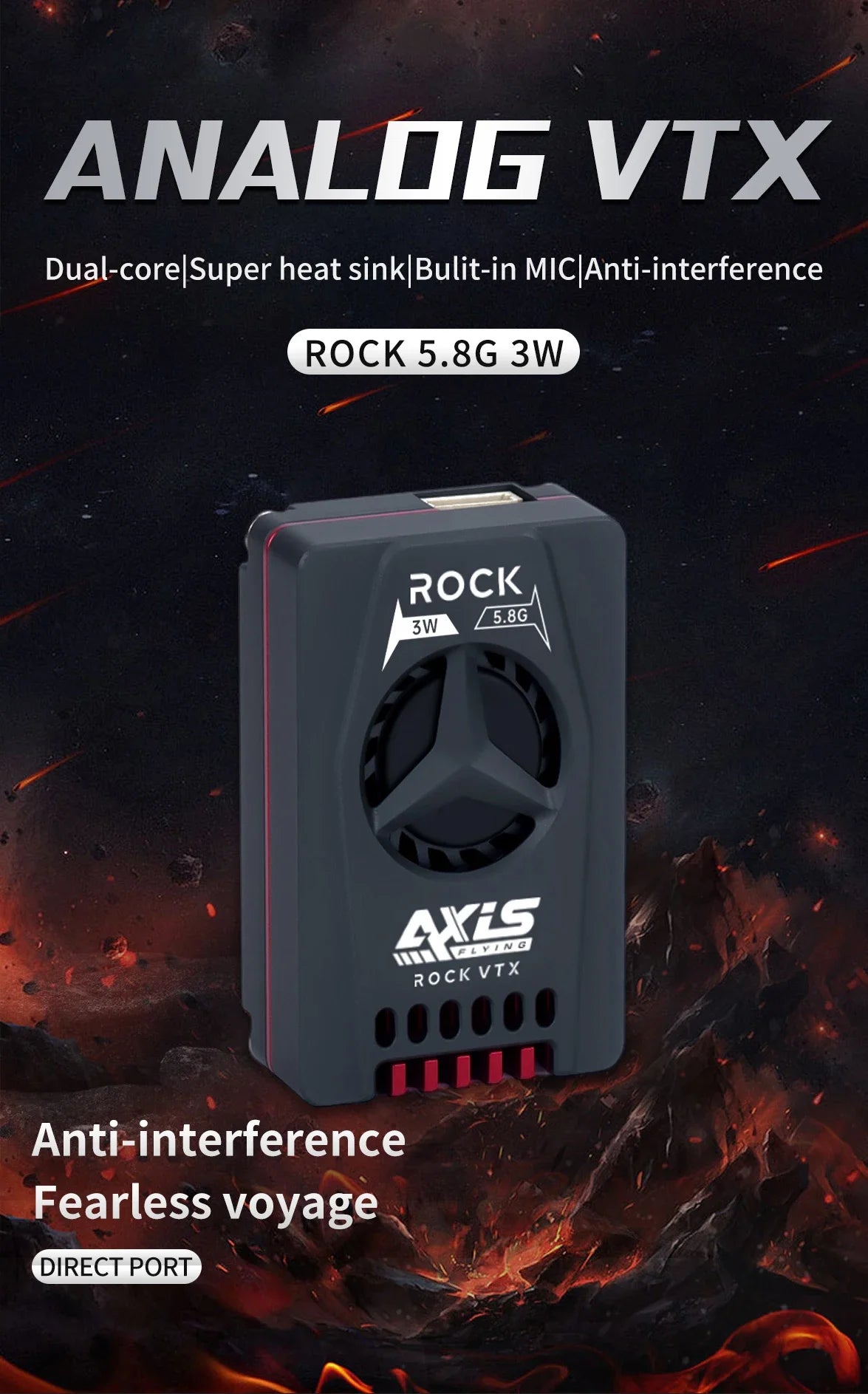 Axisflying ROCK 5.8G 3W Analog VTX – High Performance FPV Video Transmitter